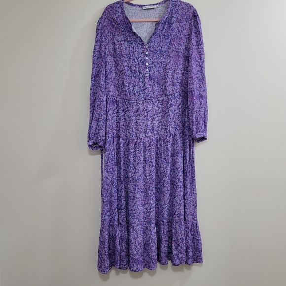 Rebecca Minkoff Esme dress long sleeve midi floral purple M - Picture 3 of 7